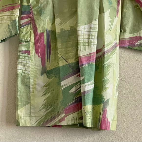 Vintage Melrose green & pink abstract waterproof trench coat - Picture 14 of 15